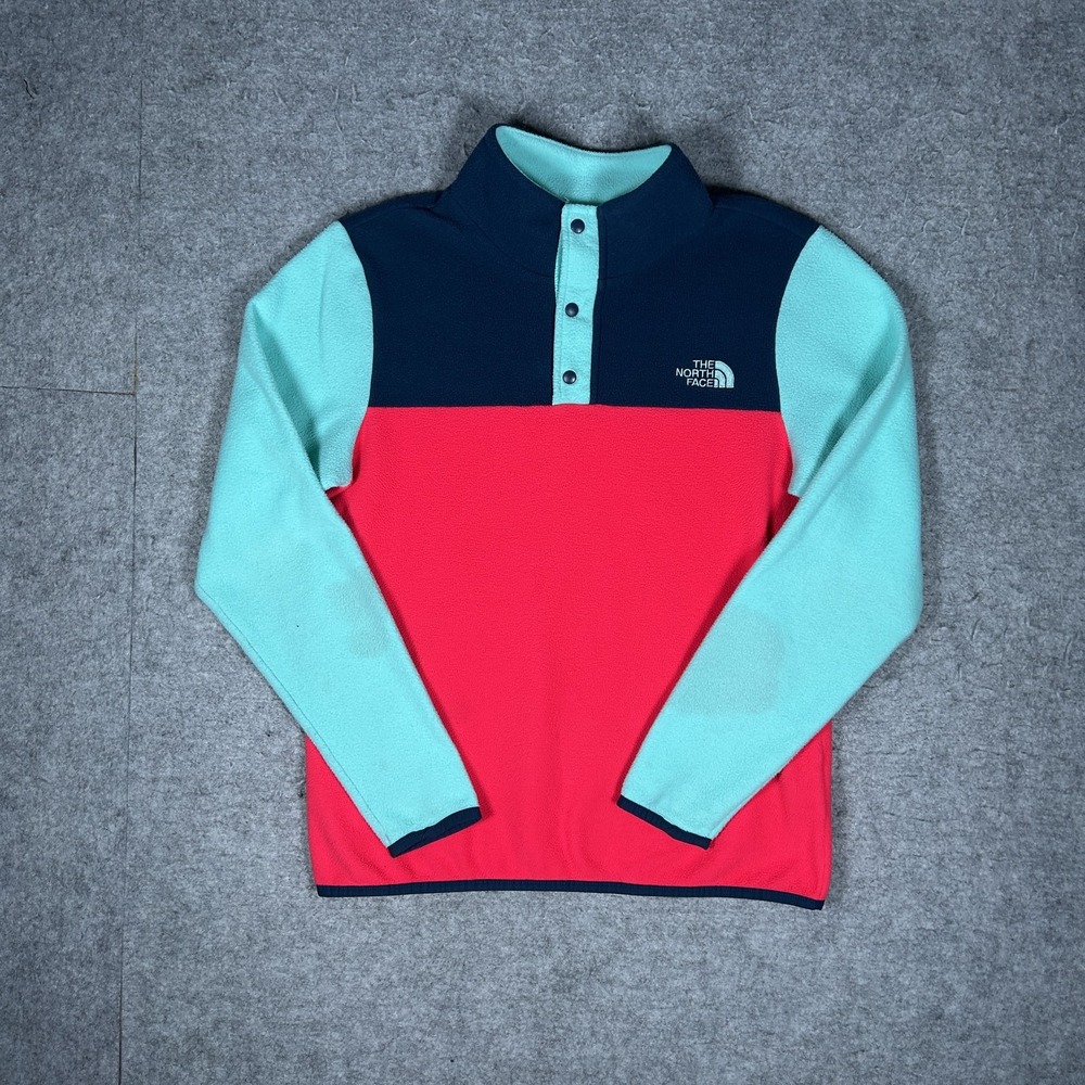 The North Face Sweater Girls L/G (14/16) Red / Mint / Navy Colorblock Outdoor